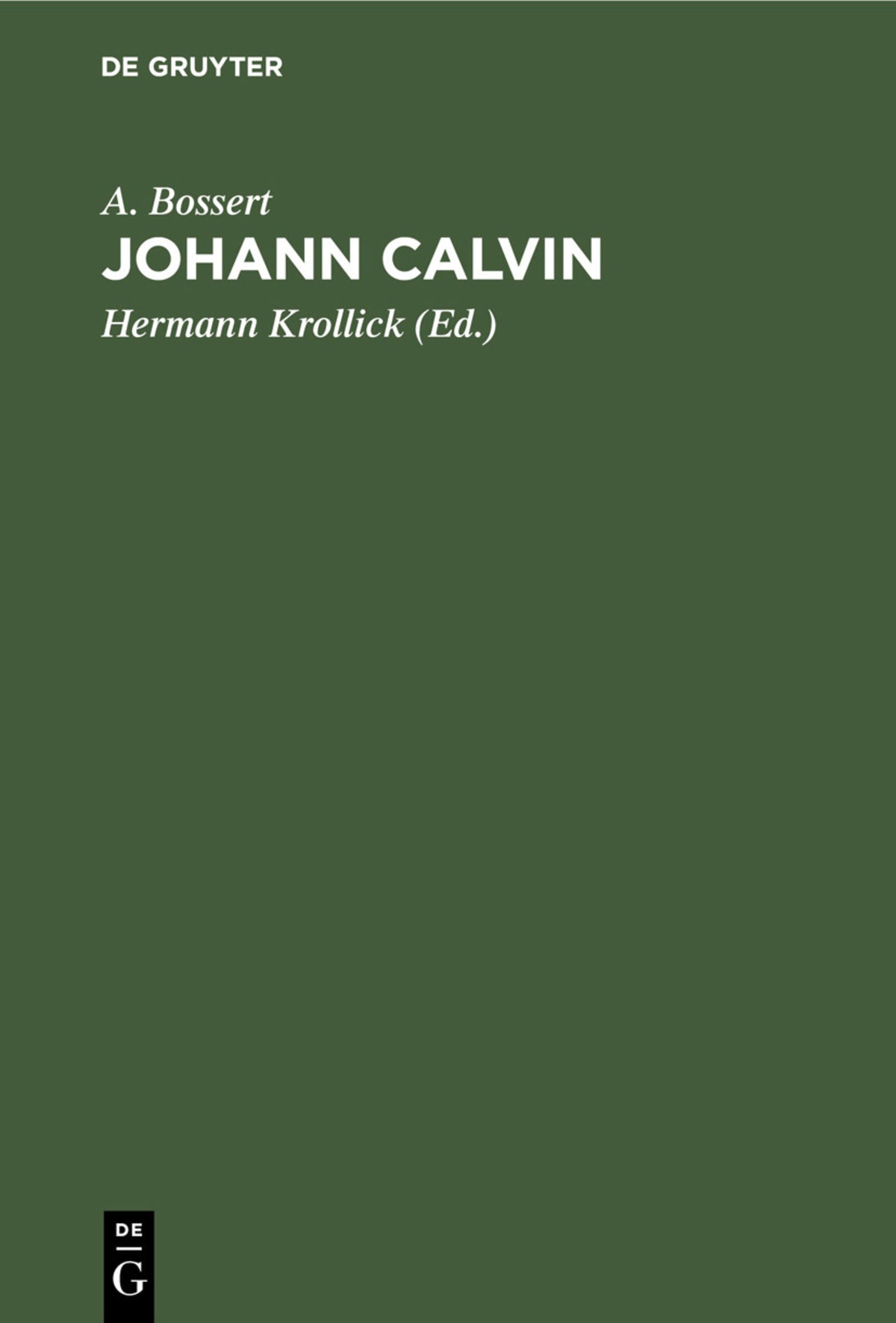 Cover image for Johann Calvin ISBN 9783112330876