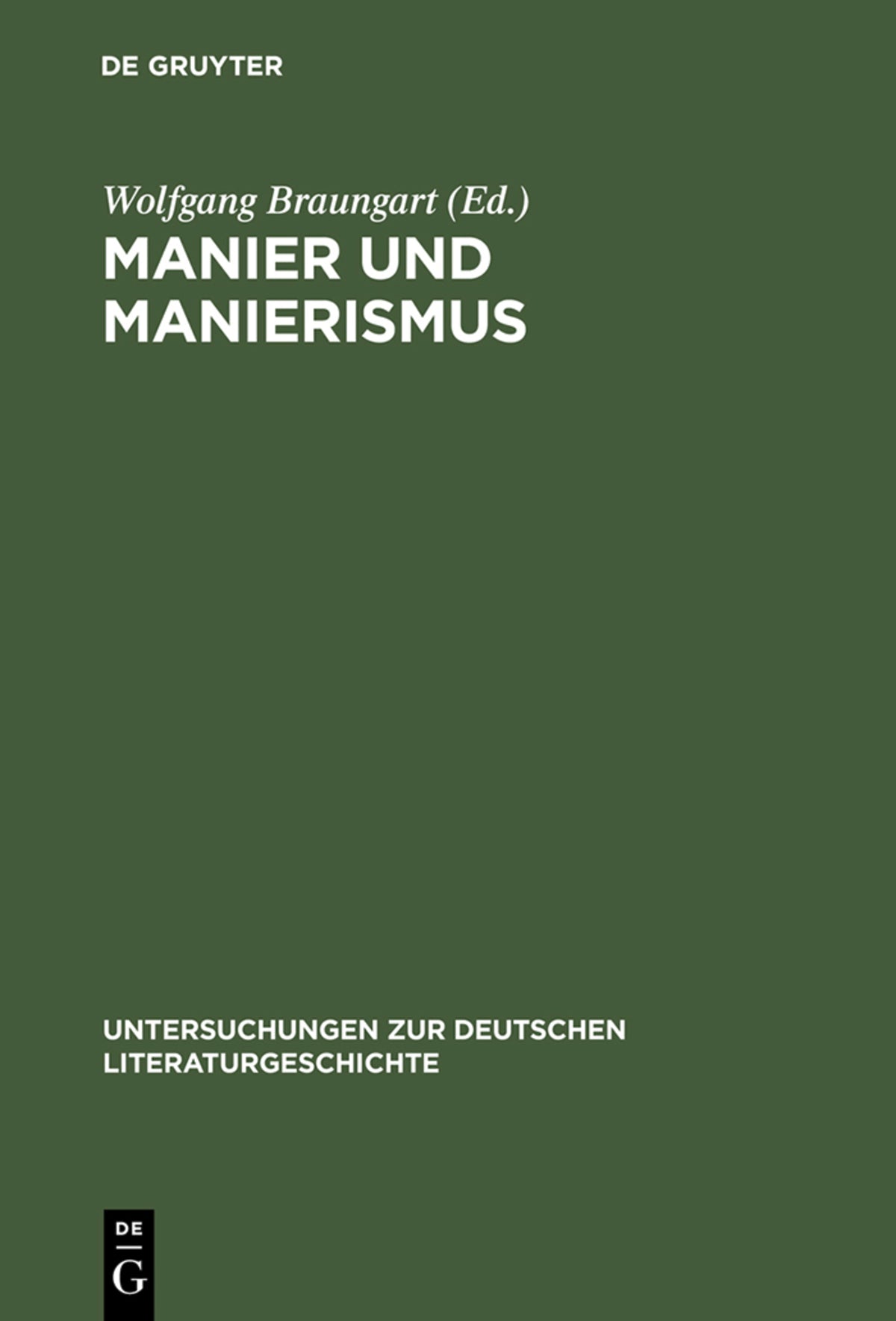 Cover image for Manier und Manierismus ISBN 9783484321069