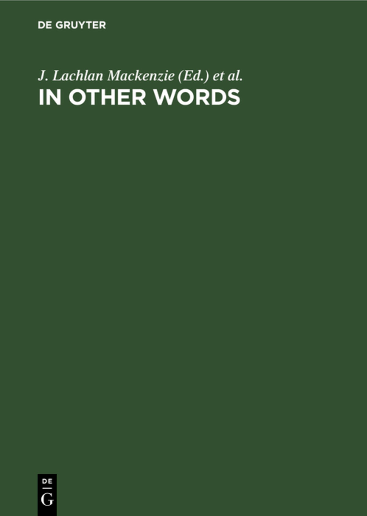 Cover image for In Other Words ISBN 9783110131529