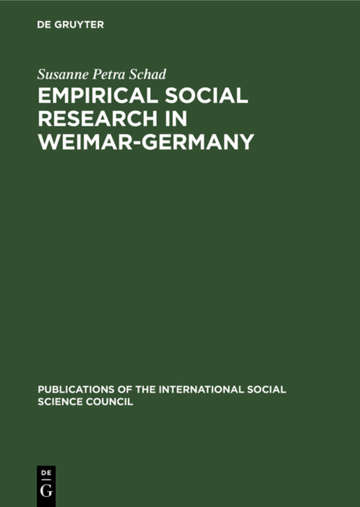 Cover image for Empirical social research in Weimar-Germany ISBN 9783111187990