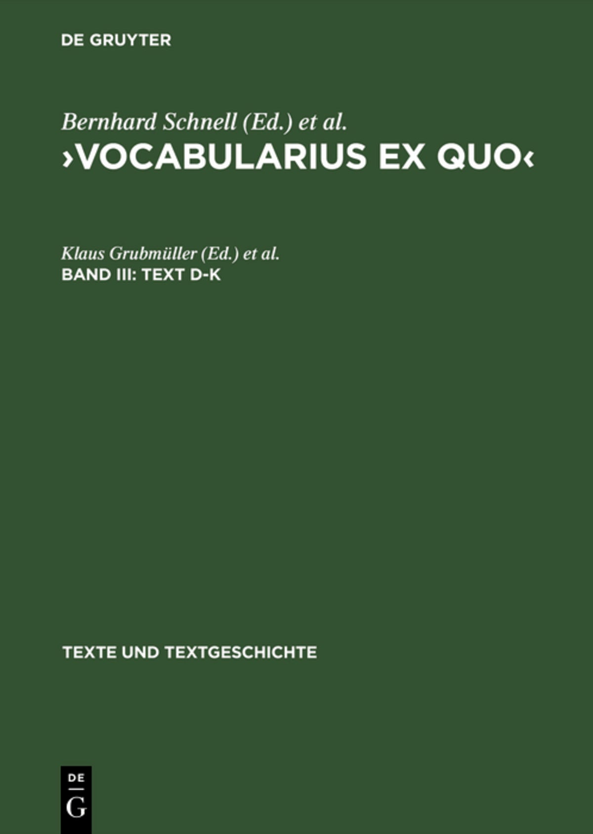 Cover image for Text D–K ISBN 9783484360242