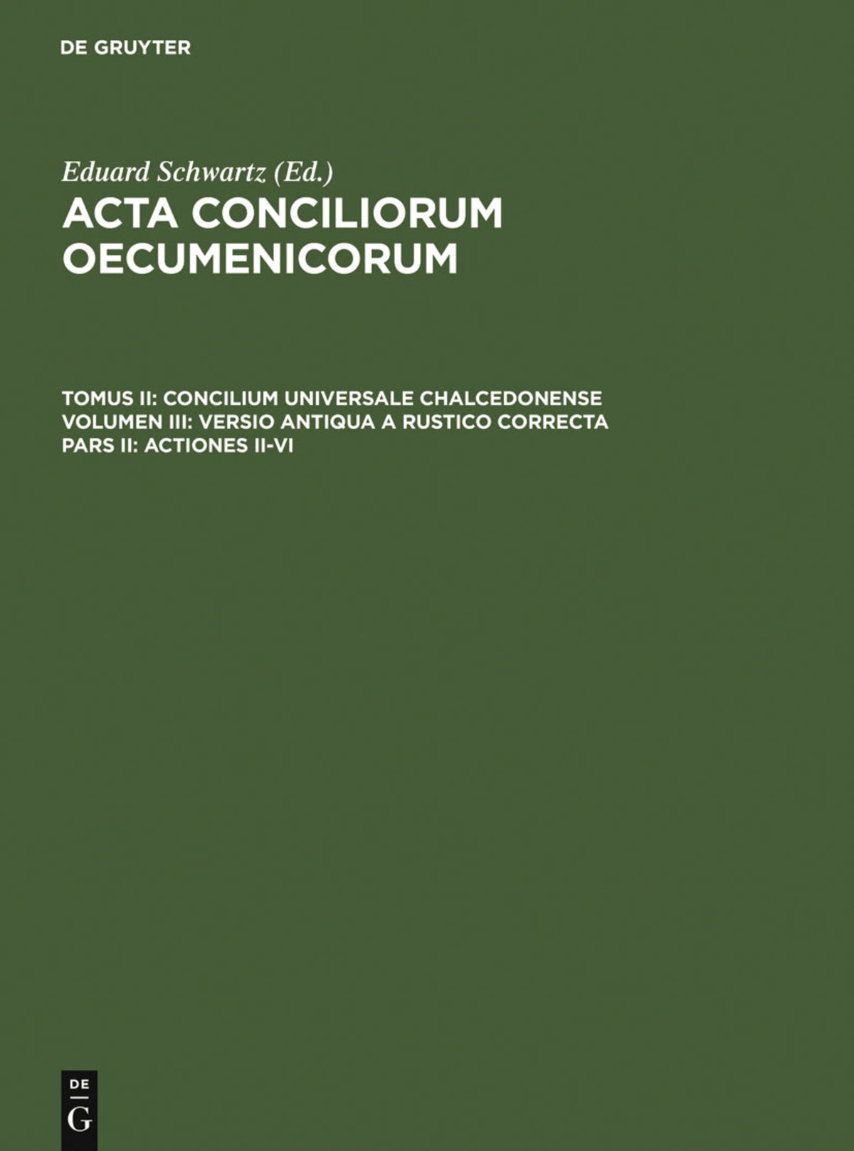 Cover image for Actiones II-VI ISBN 9783110004380