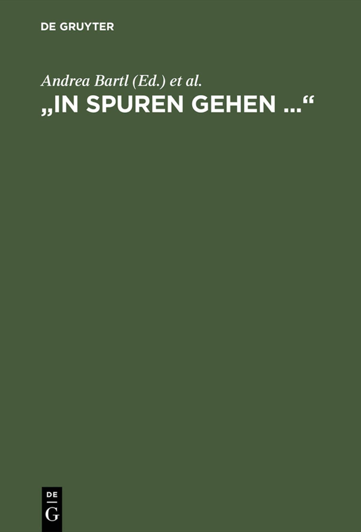 Cover image for "In Spuren gehen ..." ISBN 9783484107762