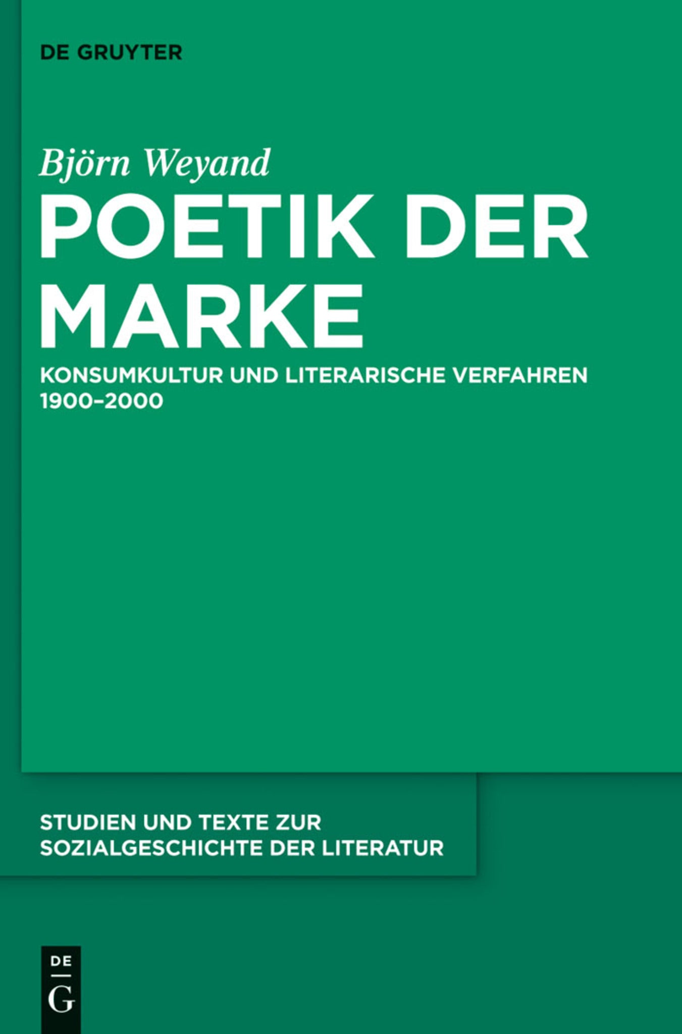 Cover image for Poetik der Marke ISBN 9783110301175