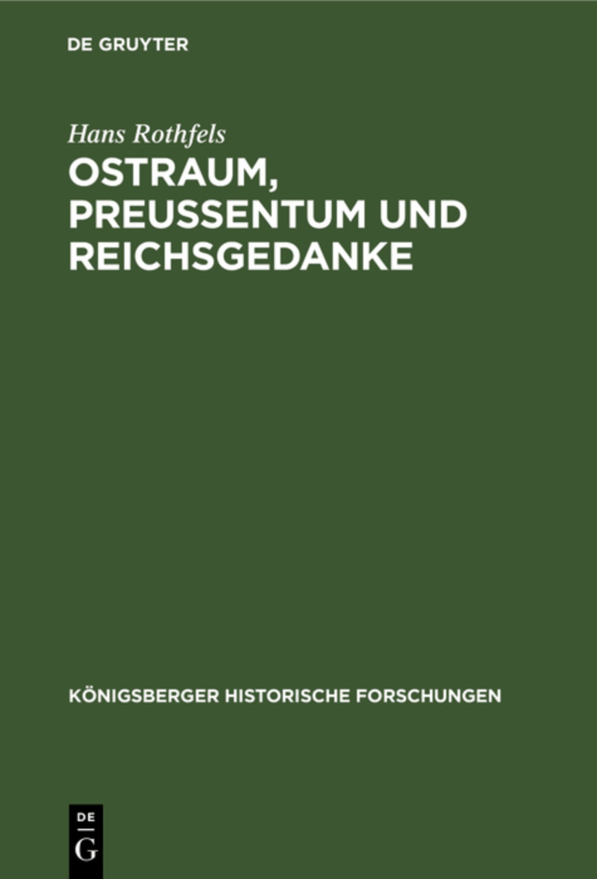 Cover image for Ostraum, Preussentum und Reichsgedanke ISBN 9783112486894