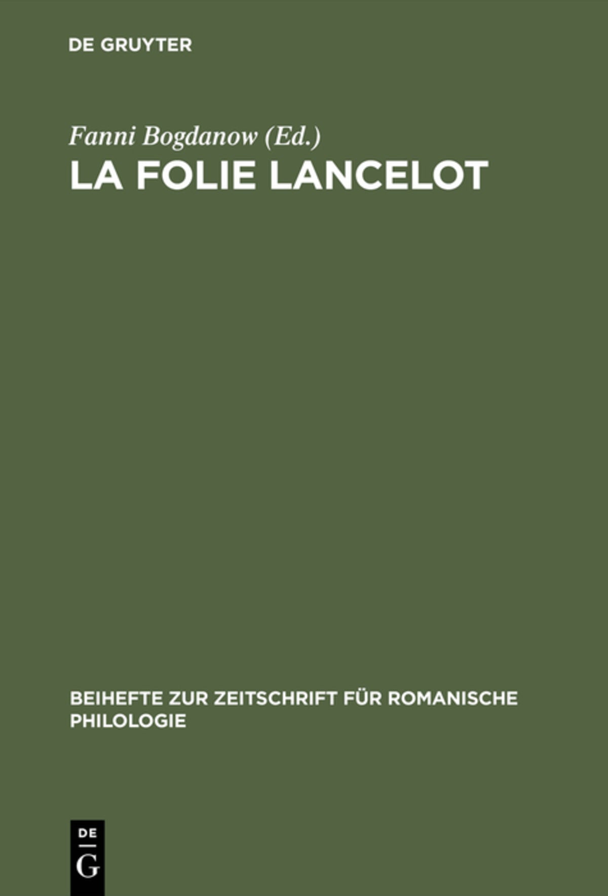 Cover image for La folie Lancelot ISBN 9783110984705
