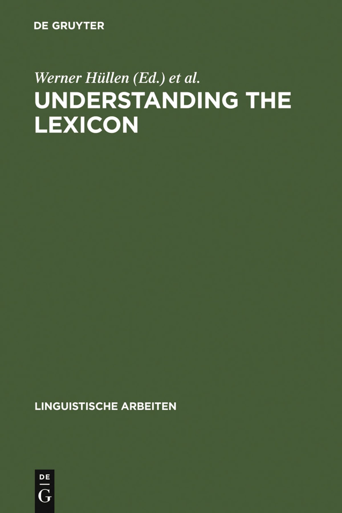 Cover image for Understanding the lexicon ISBN 9783484302105