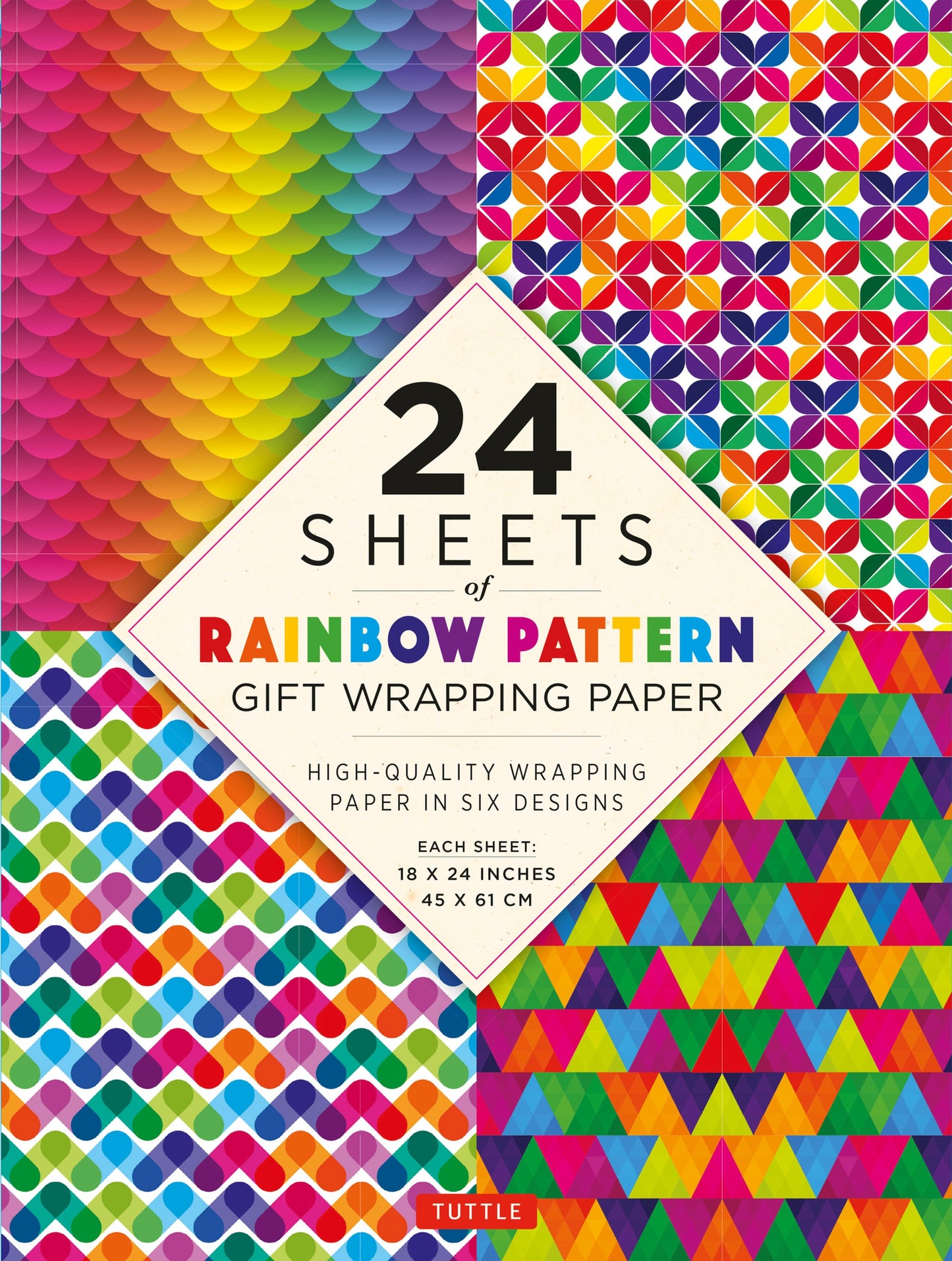 Cover image for Rainbow Patterns Gift Wrapping Paper - 24 sheets ISBN 9780804853514