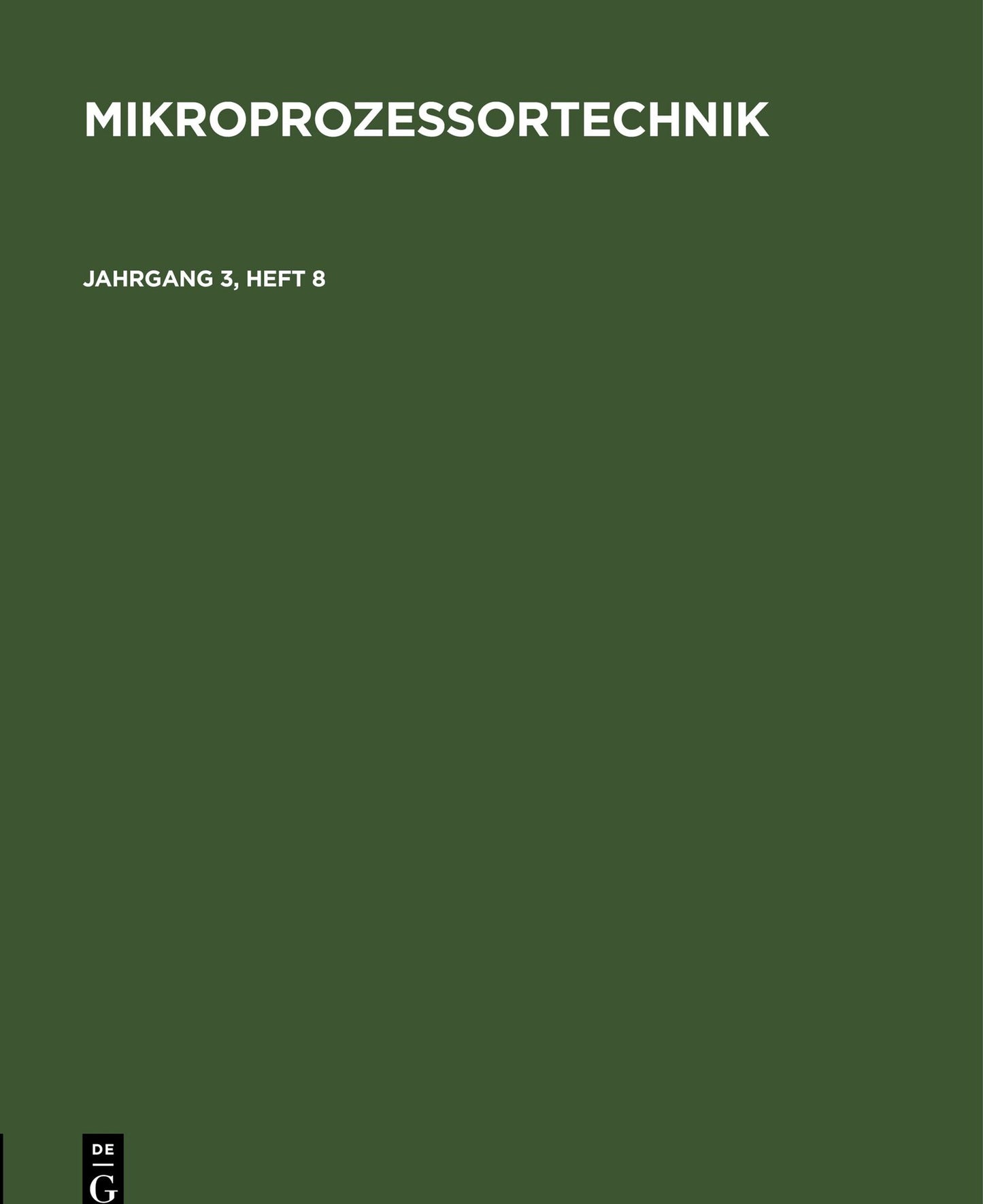 Cover image for MP. Jahrgang 3, Heft 8 ISBN 9783112592533