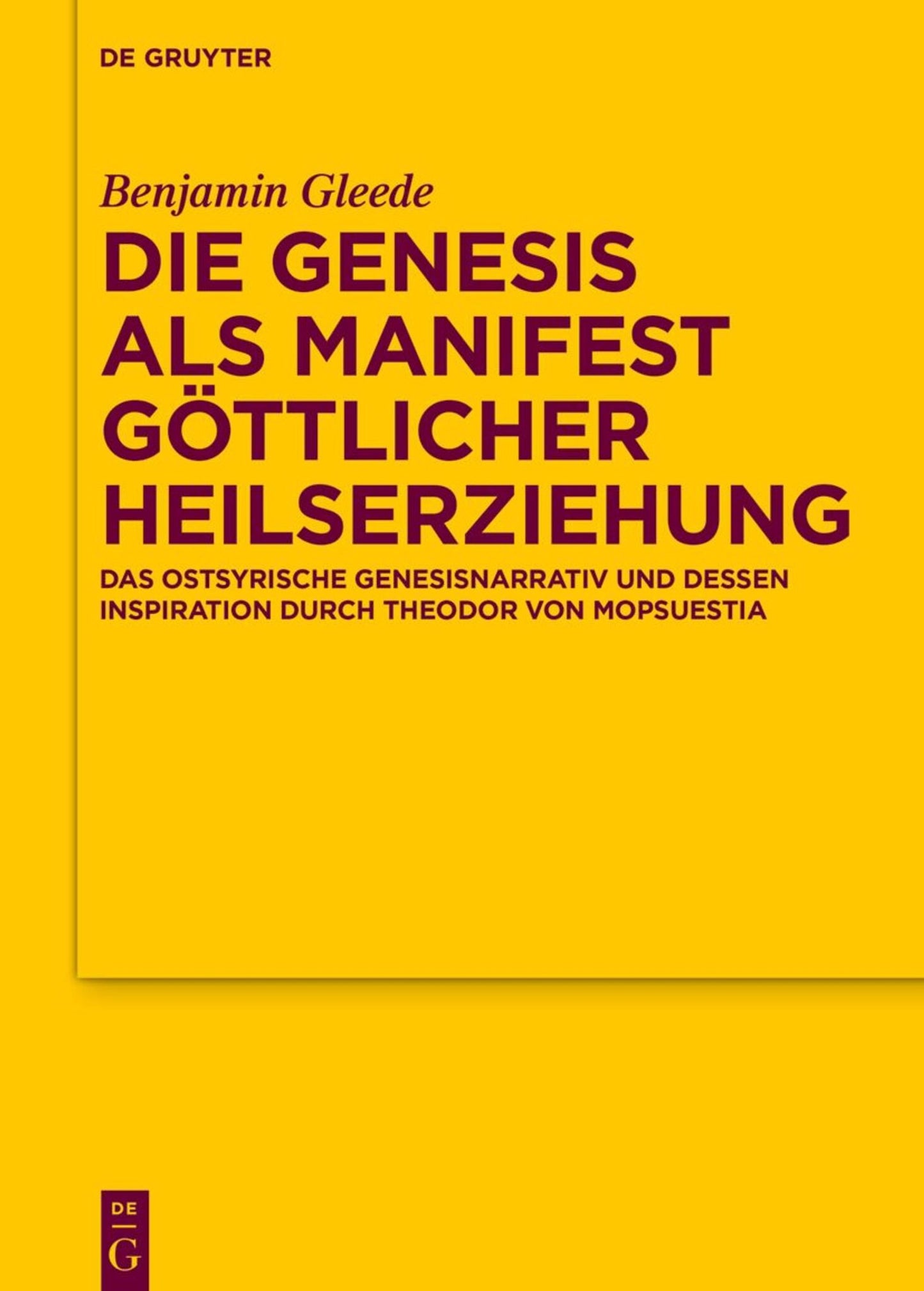 Cover image for Die Genesis als Manifest göttlicher Heilserziehung ISBN 9783112258439