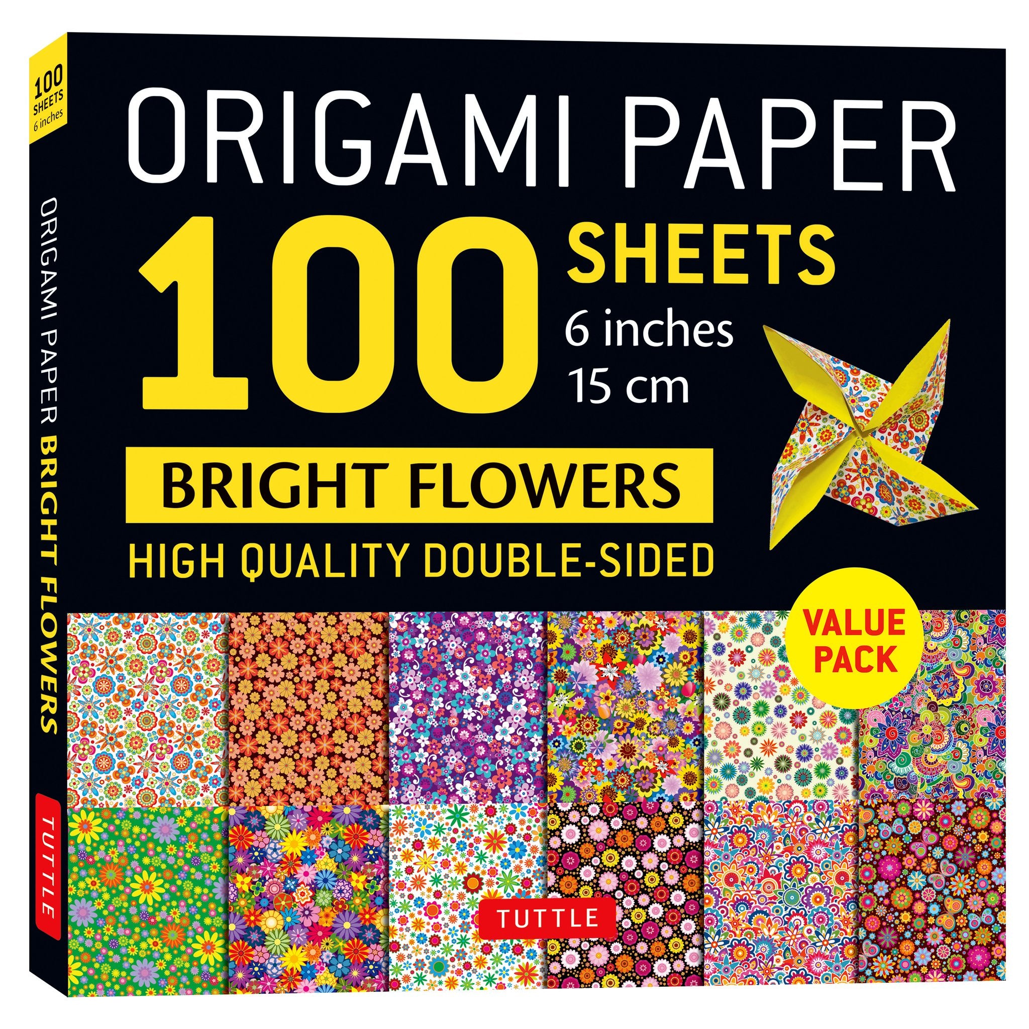 Cover image for Origami Paper 100 Sheets Bright Flowers 6" (15 cm) ISBN 9780804857499