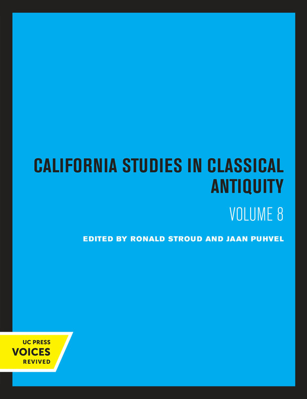 Cover image for California Studies in Classical Antiquity, Volume 8, isbn: 9780520316768