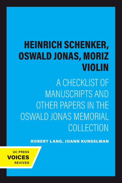 Cover image for Heinrich Schenker, Oswald Jonas, Moriz Violin, isbn: 9780520323254