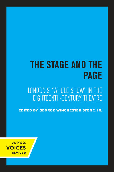 Cover image for The Stage and the Page, isbn: 9780520334939