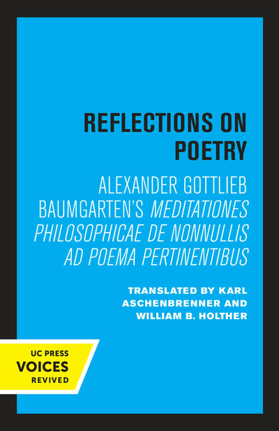 Cover image for Reflections on Poetry, isbn: 9780520345522