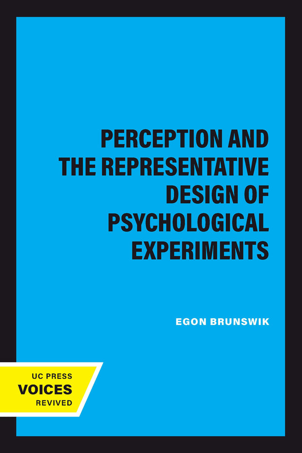Cover image for Perception and the Representative Design of Psychological Experiments, isbn: 9780520350519