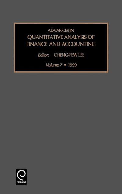 Advances in Quantitative Analysis of Finance and Accounting