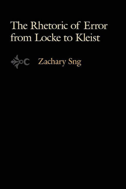 Book cover image for The Rhetoric of Error from Locke to Kleist ISBN: 9780804770170