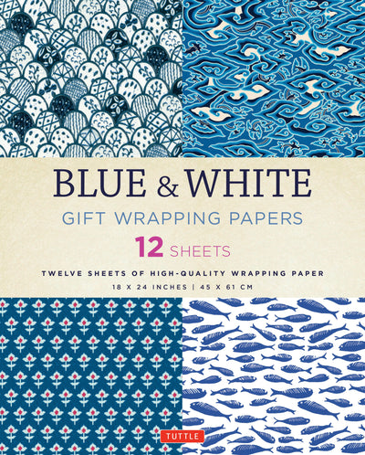 Cover image for Blue & White Gift Wrapping Papers - 12 Sheets, isbn: 9780804846349