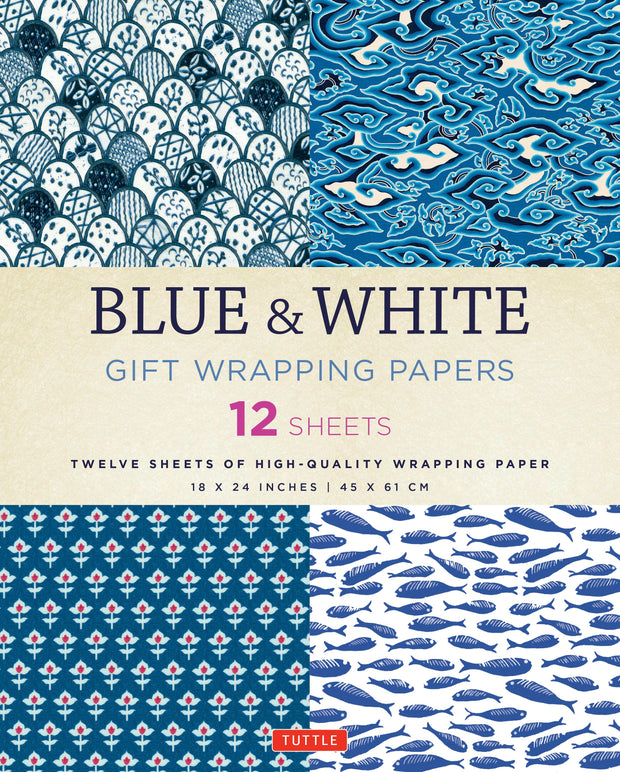 Cover image for Blue & White Gift Wrapping Papers - 12 Sheets, isbn: 9780804846349