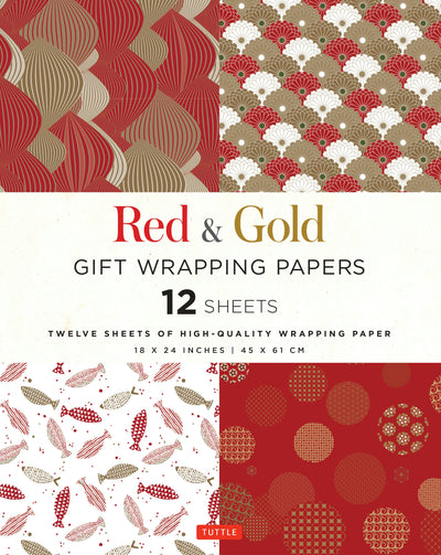 Cover image for Red & Gold Gift Wrapping Papers - 12 Sheets, isbn: 9780804851626