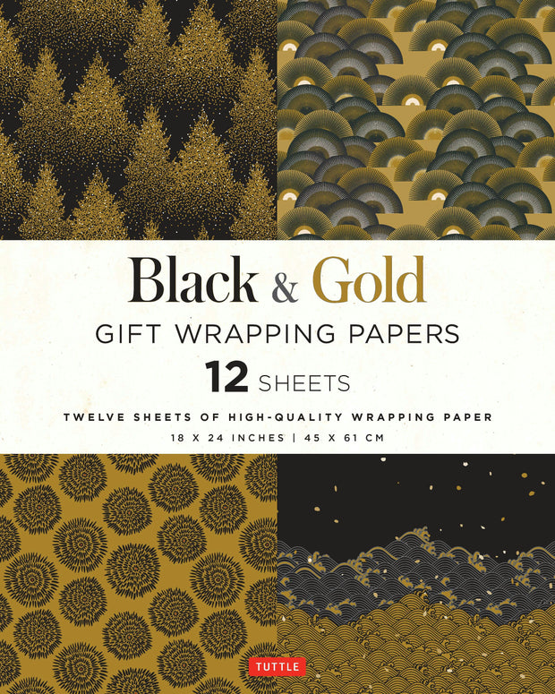 Cover image for Black & Gold Gift Wrapping Papers - 12 Sheets, isbn: 9780804852104