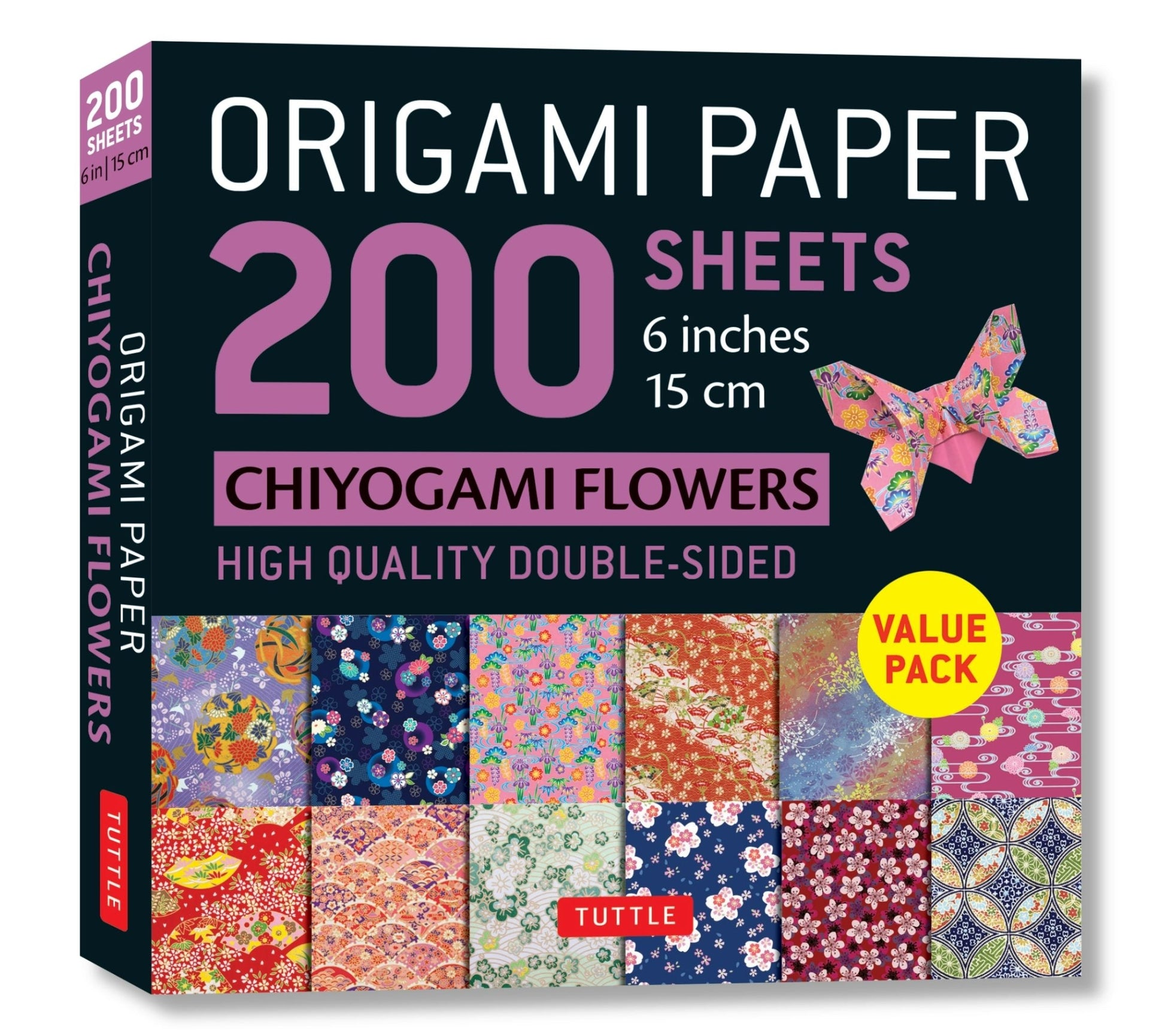 Origami Paper 200 sheets Chiyogami Flowers 6" (15 cm)