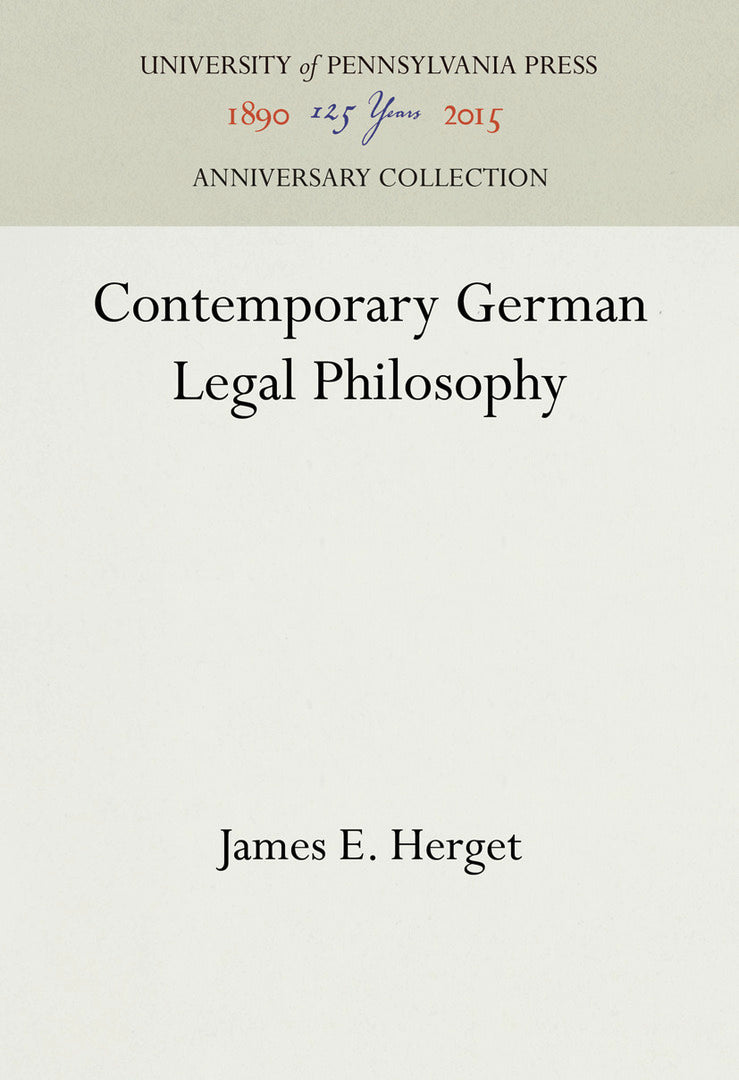 Cover image for Contemporary German Legal Philosophy ISBN 9780812233605