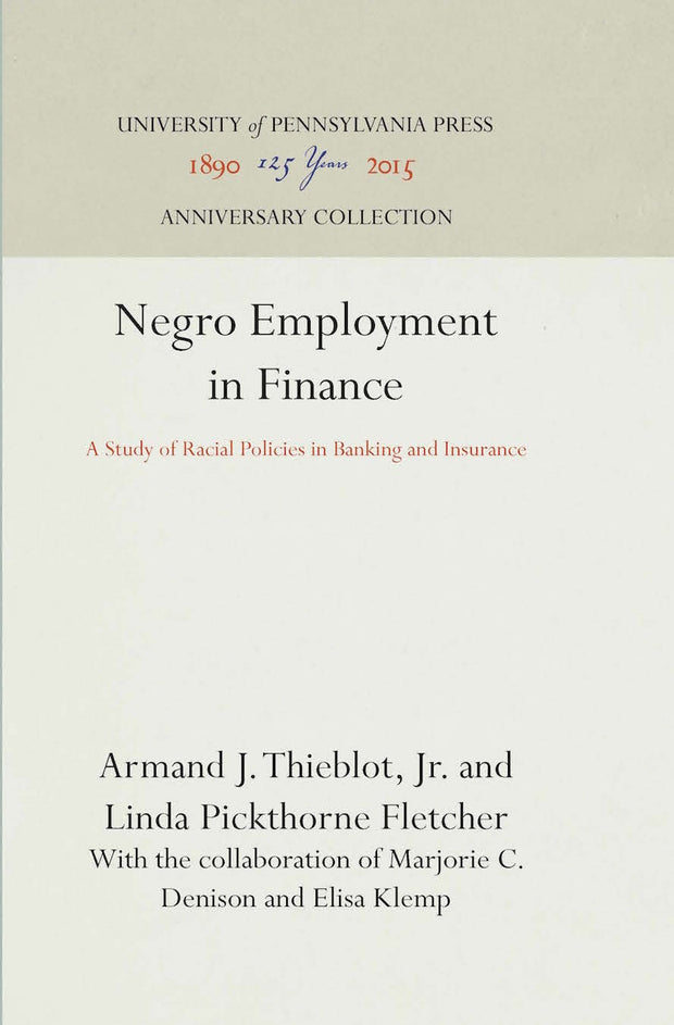 Cover image for Negro Employment in Finance, isbn: 9780812276220