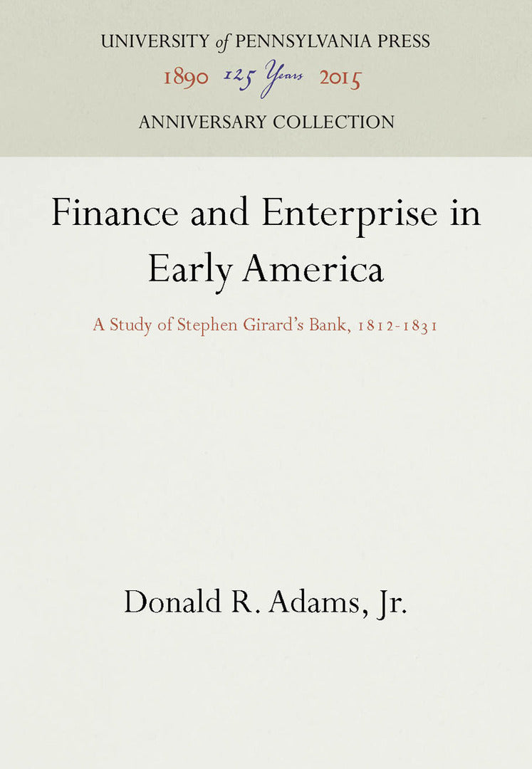 Cover image for Finance and Enterprise in Early America ISBN 9780812277364