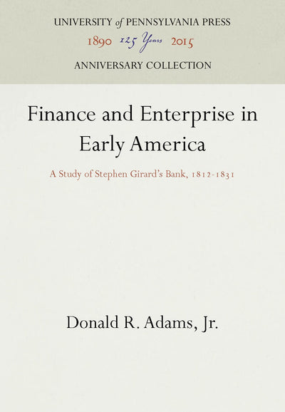 Cover image for Finance and Enterprise in Early America, isbn: 9780812277364