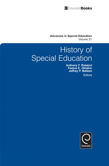 Book cover image for History of Special Education ISBN: 9780857246295