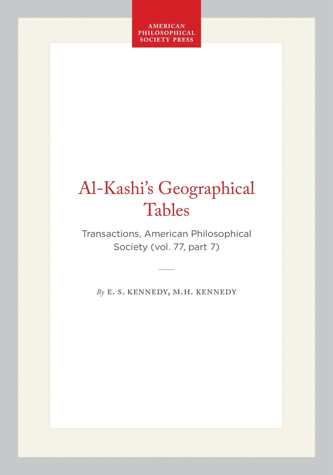 Cover image for Al-Kashi's Geographical Tables ISBN 9780871697783