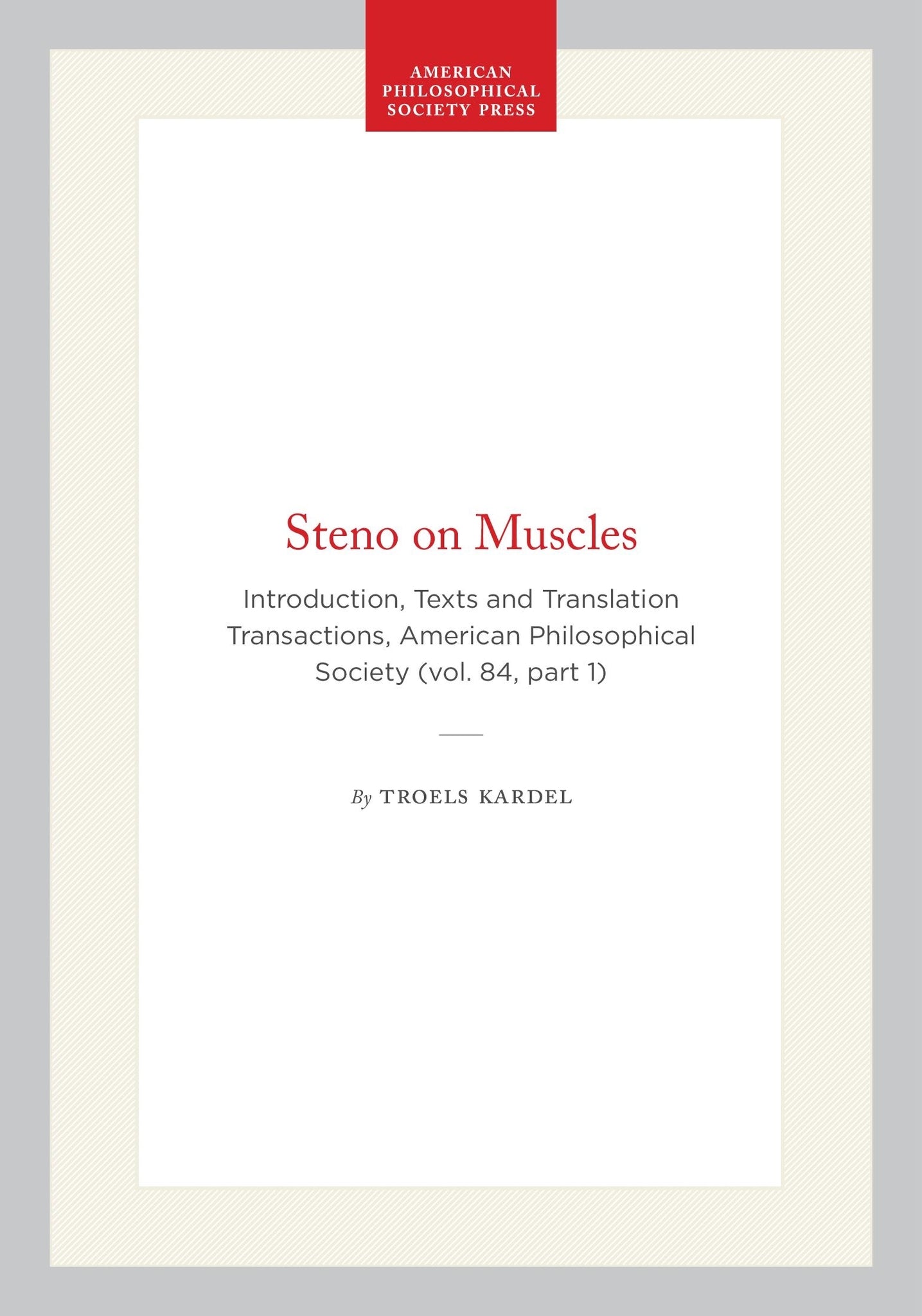 Cover image for Steno on Muscles ISBN 9780871698414