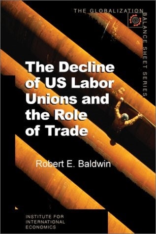Book cover image for The Decline of US Labor Unions and the Role of Trade ISBN: 9780881323412