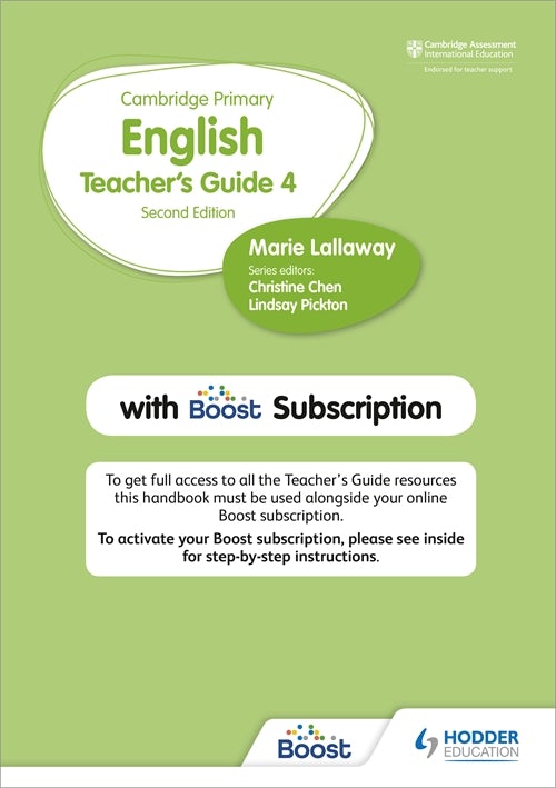 Book cover image for Cambridge Primary English Teacher's Guide Stage 4 with Boost Subscription Second Edition ISBN: 9781398300569