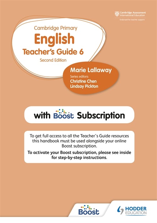 Book cover image for Cambridge Primary English Teacher's Guide Stage 6 with Boost Subscription Second Edition ISBN: 9781398300583