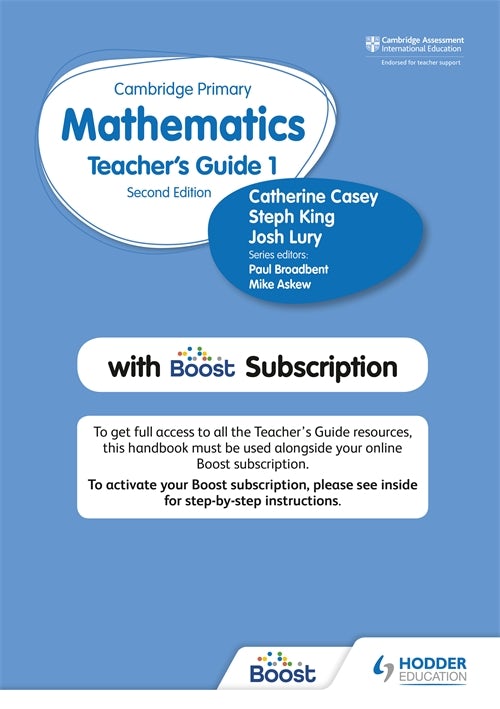 Book cover image for Cambridge Primary Mathematics Teacher's Guide Stage 1 with Boost Subscription ISBN: 9781398300781