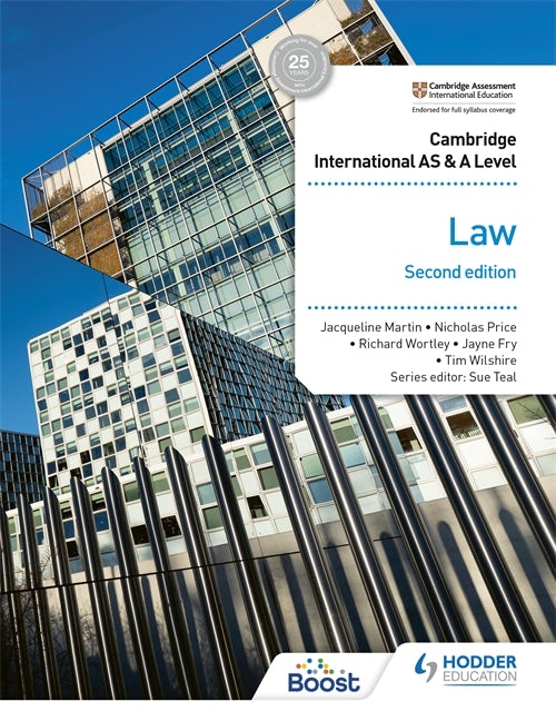 Book cover image for Cambridge International AS and A Level Law Second Edition ISBN: 9781398312098