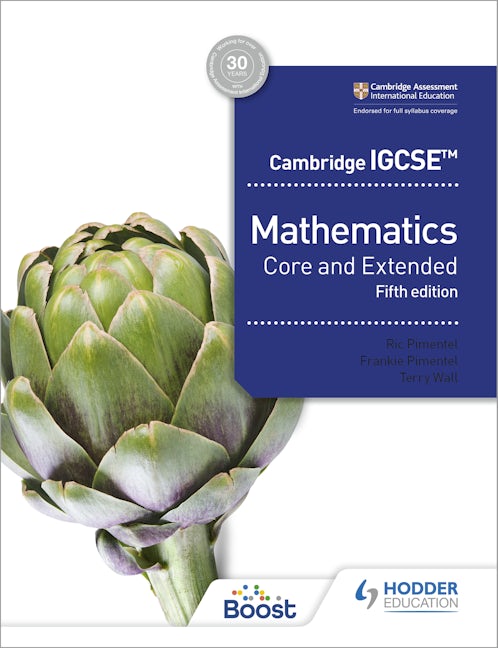 Book cover image for Cambridge IGCSE Core and Extended Mathematics Fifth edition ISBN: 9781398373914
