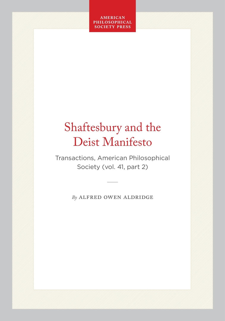 Cover image for Shaftesbury and the Deist Manifesto ISBN 9781422376386