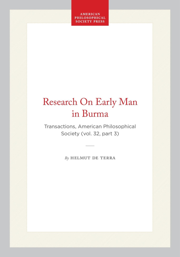 Cover image for Research On Early Man in Burma ISBN 9781422377321