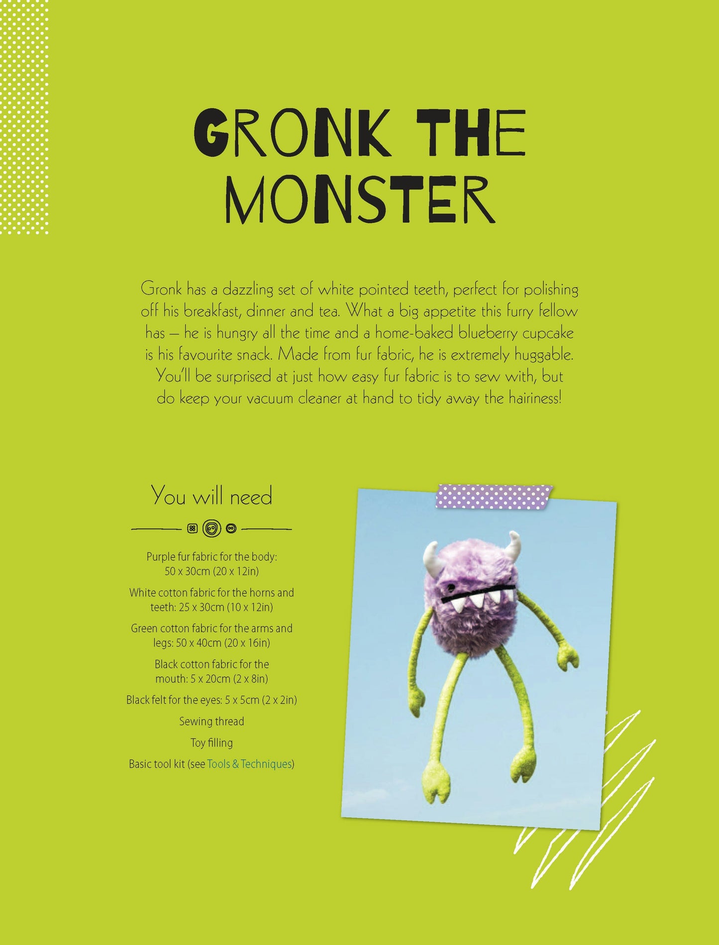 Book cover image for Gronk the Monster Soft Toy Pattern ISBN: 9781446369890