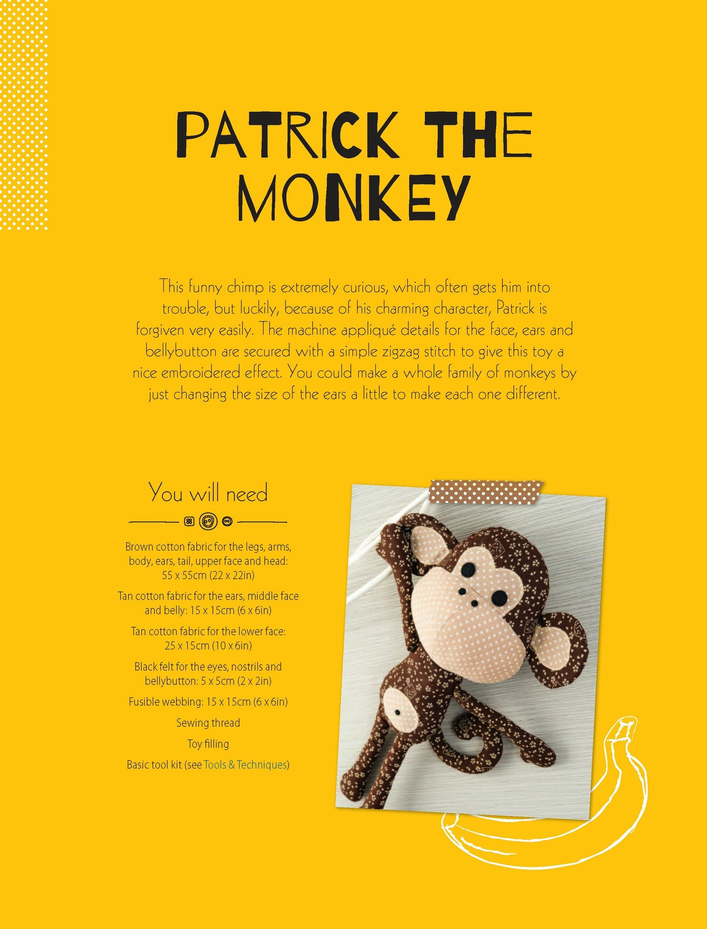 Book cover image for Patrick the Monkey Soft Toy Pattern ISBN: 9781446369920