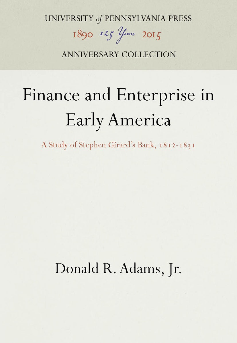 Book cover image for Finance and Enterprise in Early America ISBN: 9781512800012