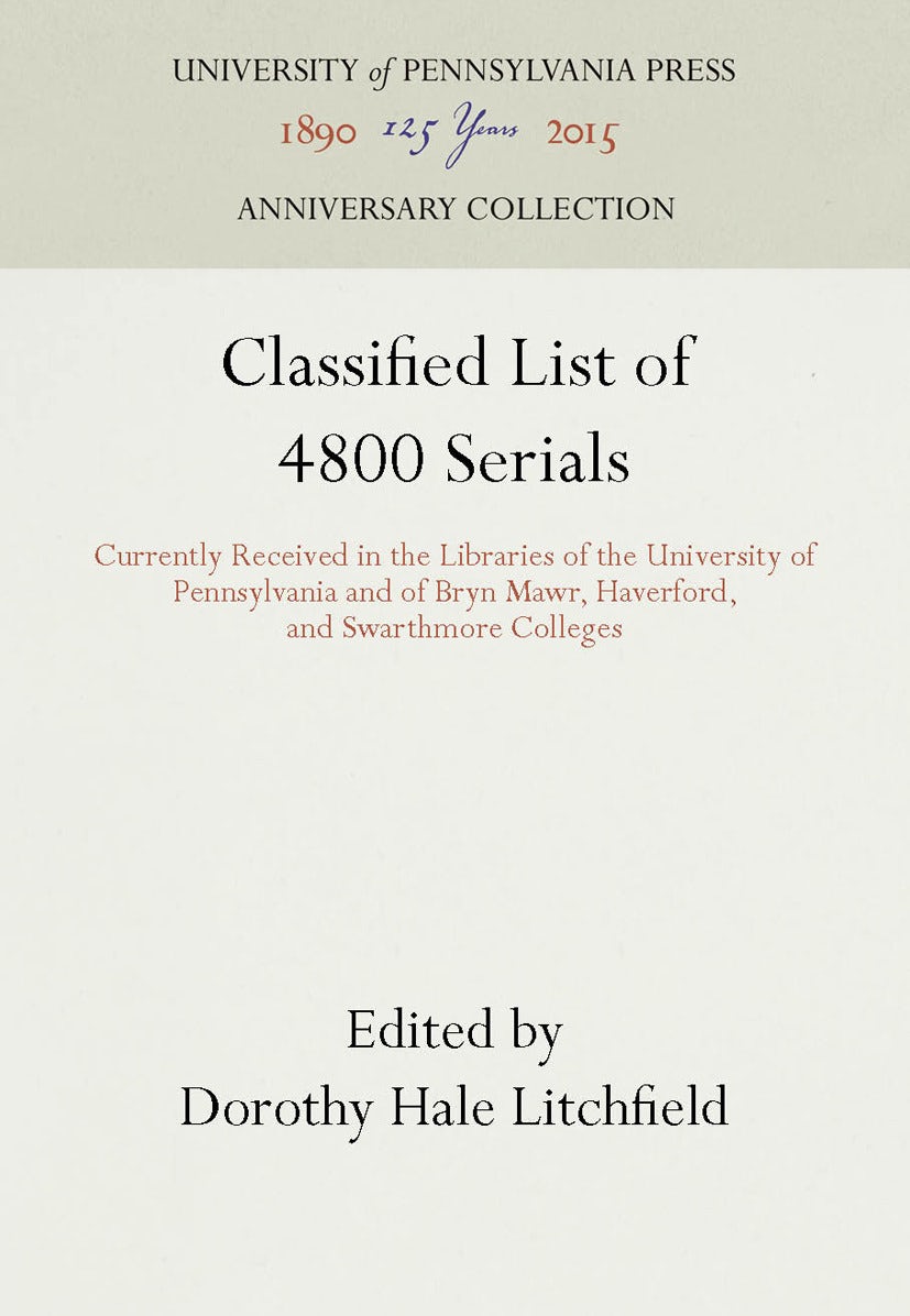 Book cover image for Classified List of 4800 Serials ISBN: 9781512803761