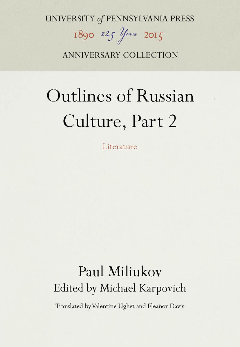 Book cover image for Outlines of Russian Culture, Part 2 ISBN: 9781512804492