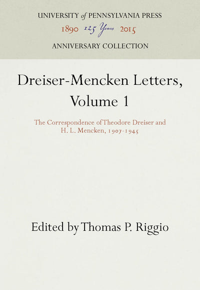 Cover image for Dreiser-Mencken Letters, Volume 1, isbn: 9781512805987