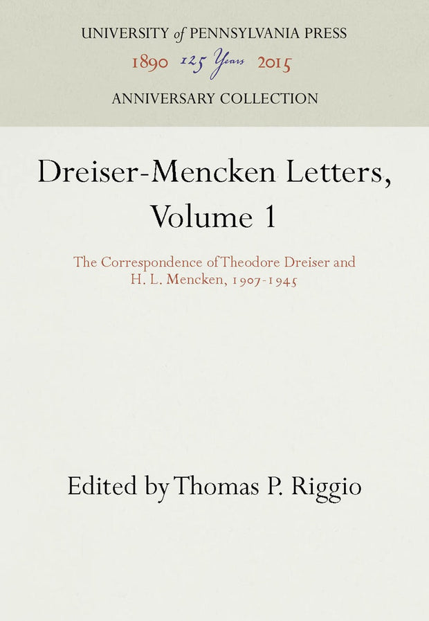 Cover image for Dreiser-Mencken Letters, Volume 1, isbn: 9781512805987