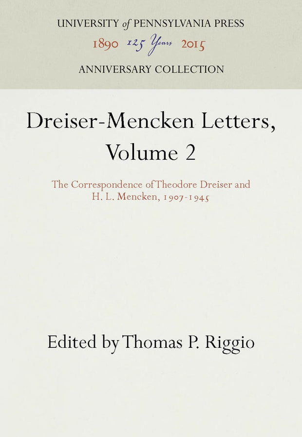 Cover image for Dreiser-Mencken Letters, Volume 2, isbn: 9781512805994